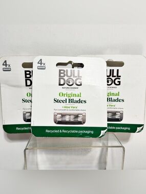 3 x BULLDOG Original Steel Blades + Aloe 5-Blade Razor Refills ~ 12 Blades Total